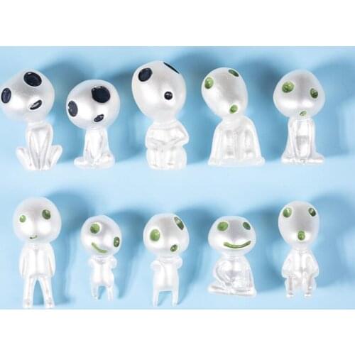 5pcs Princess Mononoke Mini Luminous Tree Elf Micro Landscape Cute Toy Resin Decoration Gifts Potted Decor Desktop Ornaments