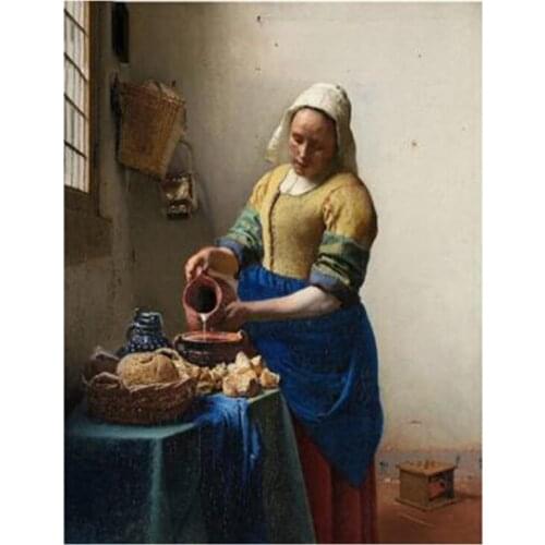 5D Diy Diamond Painting Cross Stitch Kit Milking Girls Mosaic Wall Puzzle Art Crafts WG2191