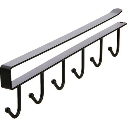 6 Hook Storage Racks Kitchen Cup Rack Cupboard Hanging Type Non-perforated Hook Rack Dish Storage Rack Family Storage Hangers