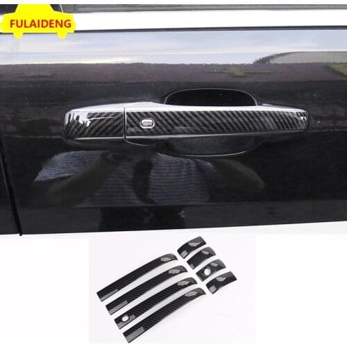 8pcs For Jeep Grand Cherokee 2014-2020 ABS Carbon Fiber Side Door Handl Cover Trim Car Styling Accessories