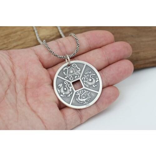 999 sterling Silver tiger lion rosefinch tortoise pendant charm jewelry A4877