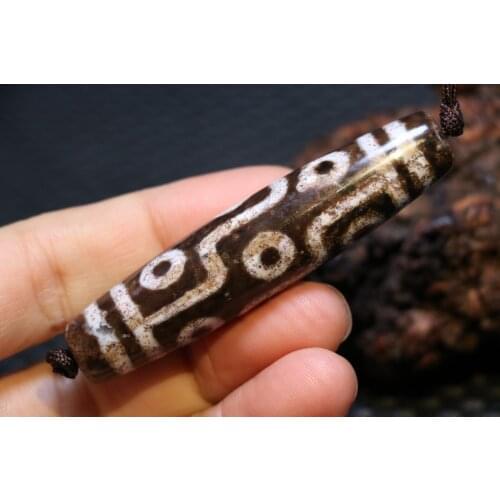 Treasure Magic Power Tibetan Old Agate Cinnabar 9 Eye dZi Bead Amulet Timestown UPD22