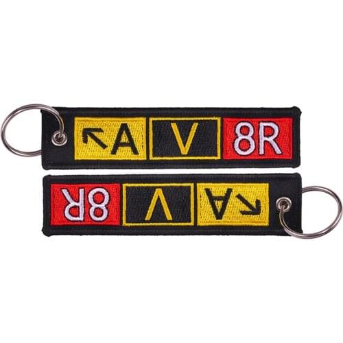 Aviator AV8R Airport Taxiway Sign Keychain Embroidery Key Fobs ATV Car Key Chains