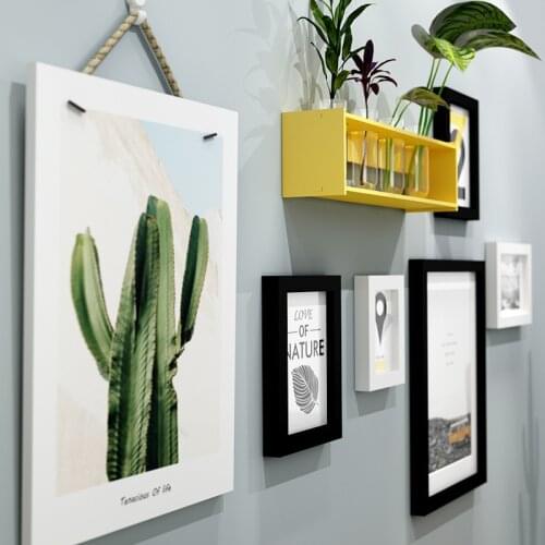 Free Shiping Nordic Style Wooden Wall Photo Frame Set With HD Pictures For Bedroom Living Room Family Wall Decoration Home Decor