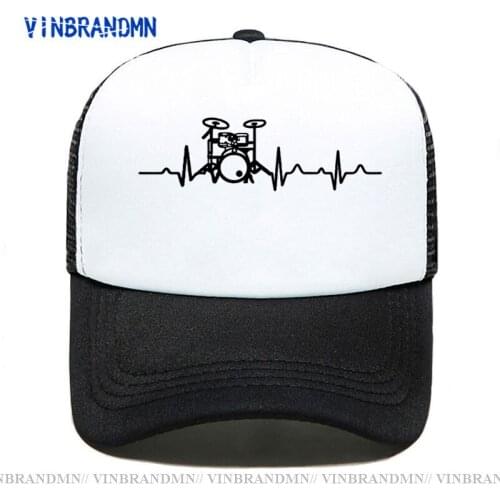 Drums Heartbeat Hip Hop Baseball Cap New Fashion Men Women Mesh Trucker cap Rock Music Lover Gifts 2021 Cool adjustable cap hats