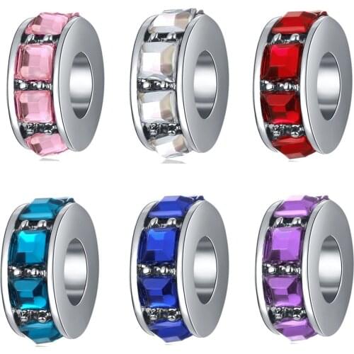 New Fashion Color Crystal Spacer DIY Beads Suitable for Original Pandora Charm Bracelet Ladies Jewelry Making Gifts