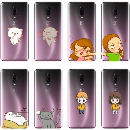 TPU Phone Case For OnePlus 6 6T 5 5T 3 3T Soft Silicone Cute Couple Love Best Friend Cat Back Cover For One Plus 6 6T 5 5T 3 3T