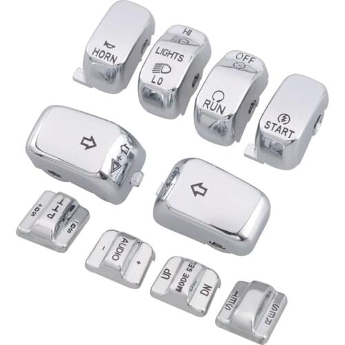 Black Chrome Switch Caps Button Cover For Harley Glide 96-13 FLHTCU FLHTK FLTR FLTRU 09-13 FLHTCUTG Motorbike Hand Control Parts