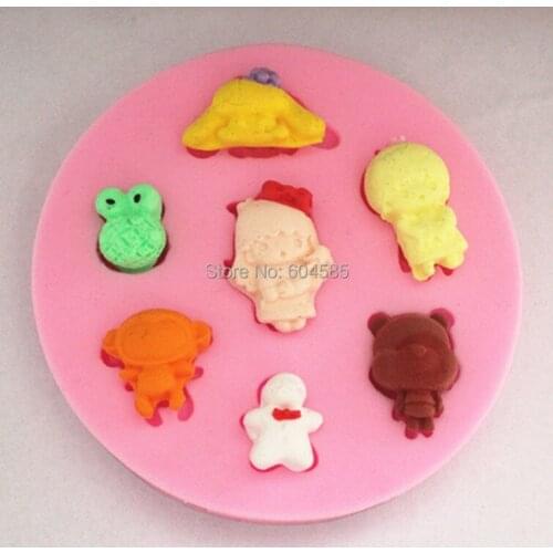 The baby animal collection fondant cake molds soap chocolate mould for the kitchen baking FM259