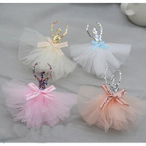 4pcs/lot 9.5x7.5cm Lace skirt ballet girls Appliques For children hair accessories and DIY Kid patches