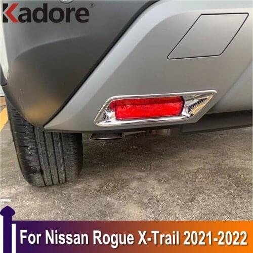 For Nissan Rogue X-trail 2021 2022 Carbon Fiber Rear Reflector Fog Light Lamp Cover Sticker Decoration Trim Car Accessories
