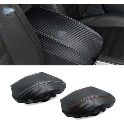 For VW Passat 2010 2011 2012 2013 2014 2015 Carbon Texture Microfiber Leather Car Interior Center Armrest Box Cover Trim