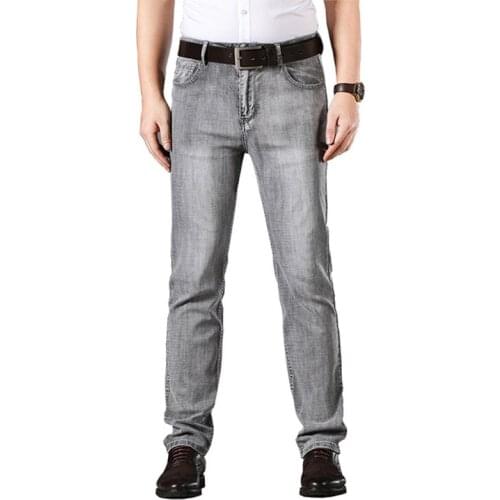 Jeans Men 2020 New Gray Jeans Mens Small Straight Stretch Slim trousers Classic Design Straight trousers