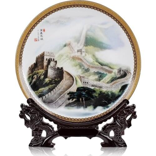 Office home house TOP Decor art # CHINA The Great Wall FENG SHUI porcelain plate--BEST business present