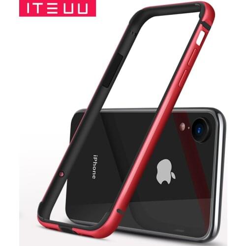 ITEUU Metal Bumper for iPhone X Xs Max for iPhone XR TPU Aluminum Frame Anti-knock Shockproof Back Cover Case Shell Luxury
