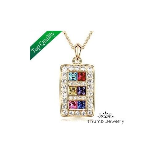 JS N001 Fashion Necklace 2014 Gold And Silver Color Crystal Jewelry Nickel Free Pendant Necklace Christmas Eve Gifts