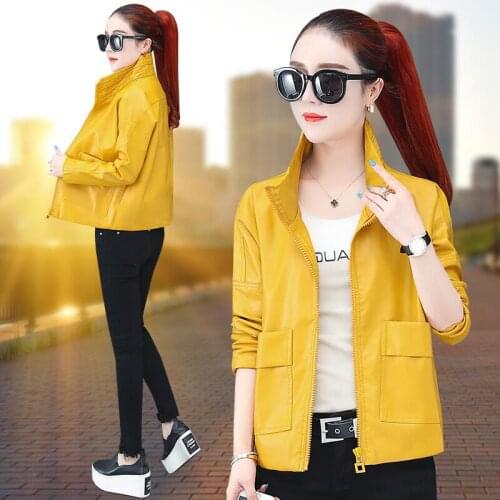 PU Leather Jacket Women Coat New 2021 Women Leather Clothing Short Slim Motorcycle Jackets Female Coats Black Spring Autumn