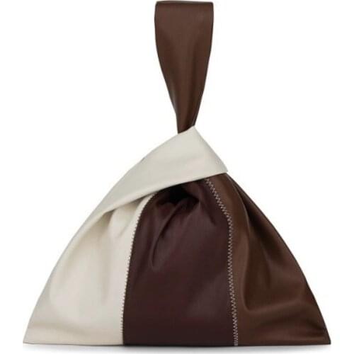 Leather Series Handbag Color Matching Open Asymmetrical Design Botanical Leather Fashion Autumn One-Shoulder Shopping Bag Girl