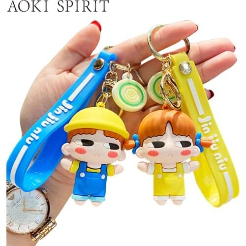 Creative Simple Boy Girl Keychain PVC 3D Cartoon Couple Character pPendant Mobile Phone Backpack Car Accessories Keyring Gift