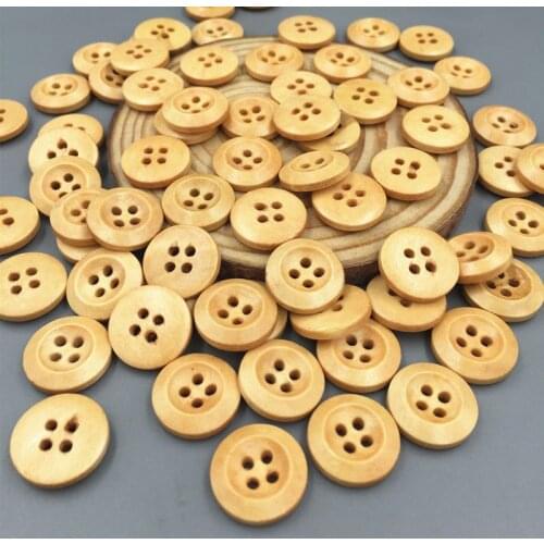 DIY 100PCS Round 4-holes Wooden buttons Fit sewing or Scrapbooking craft 15mm