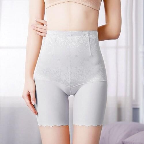 TJ-TingJun Hot High-waisted flat-foot panties body-sculpting light-proof ice silk traceless buttock safety pants P810