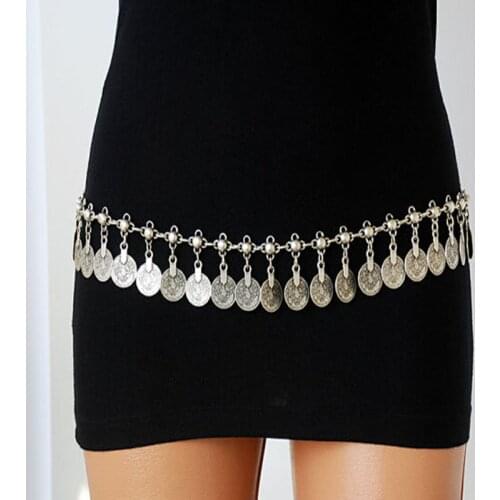 Missxiang Bohemian Boho Turkish Gypsy Metal Dangle Hippie Flower Coins Shimmy Belt Dance Body Chain Belly Jewelry FreeShipping