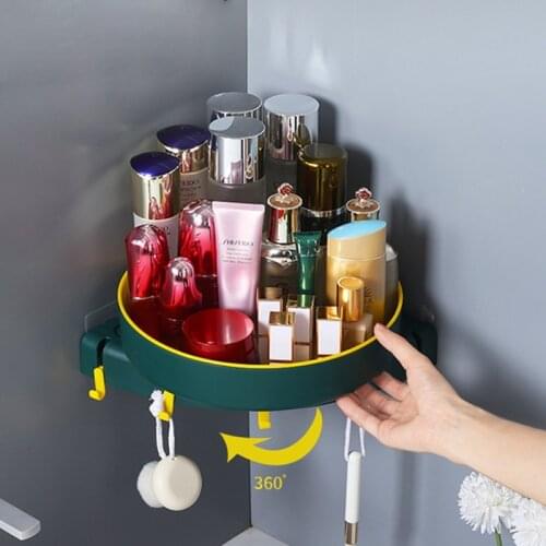 Multifunction Wall-Mounted Rotating Storage Rack Plastic Bathroom Wall Hanging Organizer Holder Home Kitchen Storage Stand
