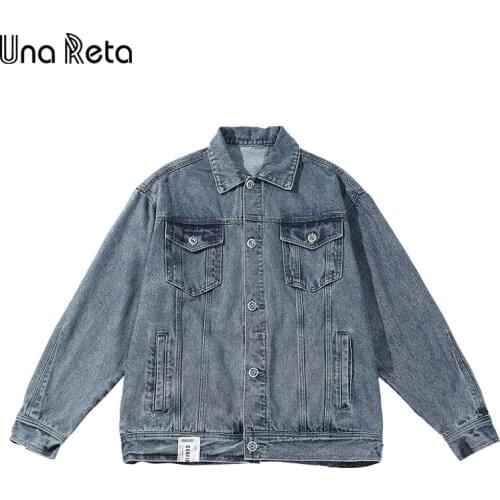 Una Reta Jacket Coat Autumn New Harajuku Vintage Washed Denim Jacket Men Clothing Streetwear Oversize Winter Couples Jacket Men