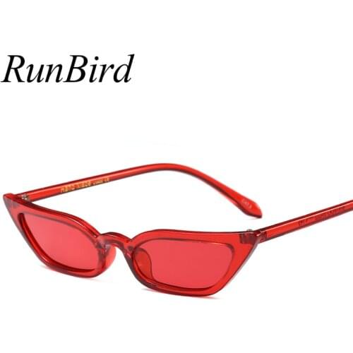 RunBird New Women Small Cat Eye Sunglasses Sexy Women Film Lens Cateye Frame Tint Red Sun Glasses Shades UV400 Goggles 1284R