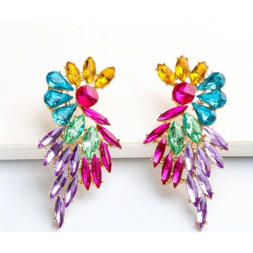 New Trend Women Shiny Rhinestone Hanging Earrings Charm Glasses Drop Earrings Modern Girls Fashion Jewelry Accessories Hot Sale