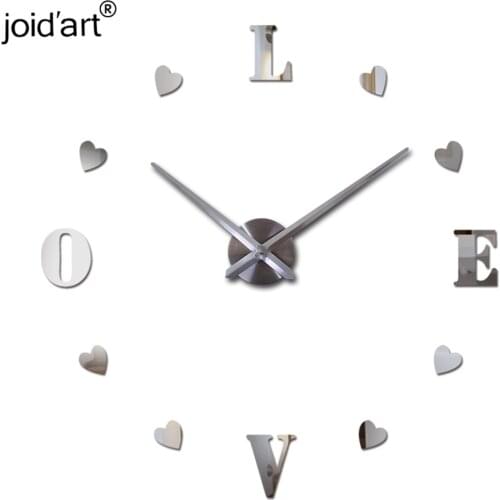 2019 new wall clock acrylic mirror europe home living room love 3d clocks quartz watch wall clocks europe design