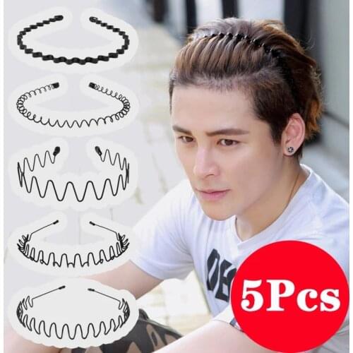 5Pcs Unisex Men Women Headband Invisible Sports Female Back Non-slip Wave Hairband Fashion Hair Accessories SA008