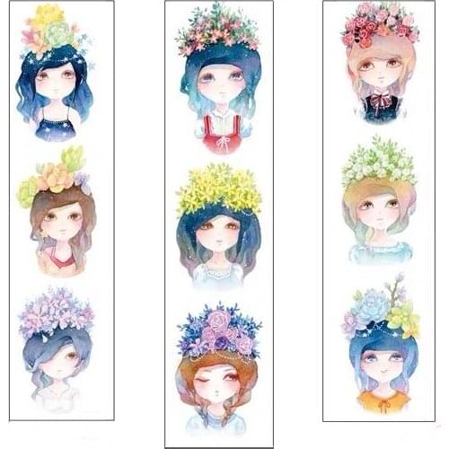 Lovely Flower Girl Washi Tapes Bullet Journal Masking Tape Adhesive Tape DIY Scrapbooking Washi Stickers