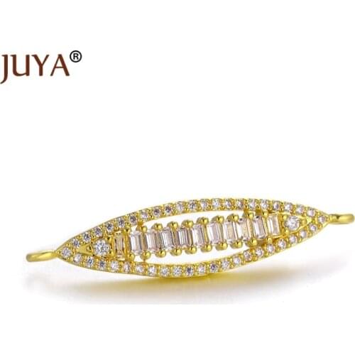1 piece 35mm*7.8mm luxury Cubic Zirconia Jewelry Findings Decorative Accessories Connectors For Pearls Beads Jewelry Making