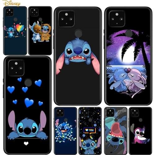 Cute Cartoon Stitch Shockproof Cover for Google Pixel 5 5A 4 4A XL 5G Black Phone Case Shell Soft Fundas Coque Capa