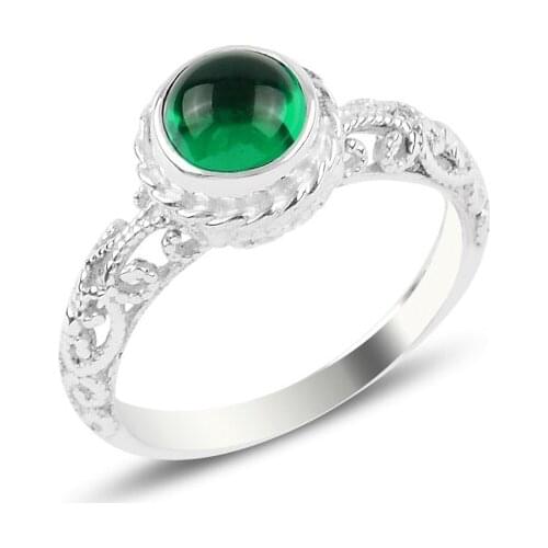 Silverlina Silver Green Zircon Engagement Ring