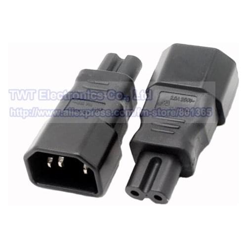 IEC 320 C14 Male Plug to C7 Socket Power AC Adapter, C7 to C14 Adaptor, Molded type , 2pcs ,Free shipping