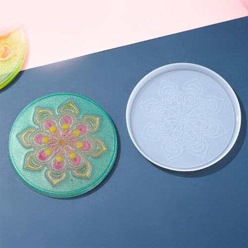 DIY Craft Datura Flowers Coaster Epoxy Resin Mold Cup Mat Mug Pad Silicone Mould T84A