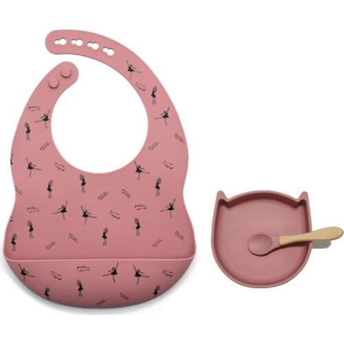 New Colors Silicone Suction Plate Tableware for Kid Baby Plate Silicone Anti-Flip Feeding Bowl BPA Free Bib Food Grade Silicone