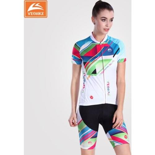 Veobike Pro Sport Suit Women Bicycle Jersey Set MTB Cycling Jersey Wear Short Sleeve Ciclismo Roupa Bike Jersey Set