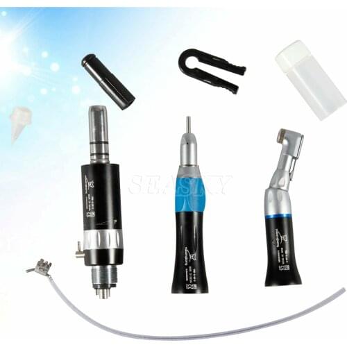 NSK Style Dental Slow Low Speed Handpiece E-TYPE contra angle Straight Handpiece 4Holes fit AIR Motor Black Color