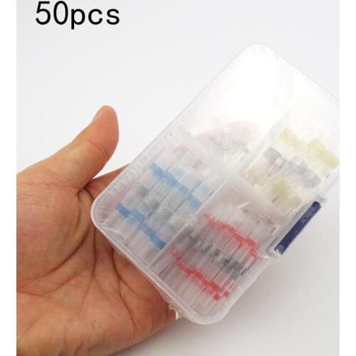 1box (50pcs) Electrical Heat Shrink Soldering tube Sleeve Terminals Insulated Waterproof Butt Wire cable Connectors Soldered
