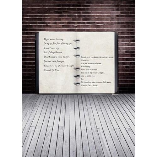 VinylBDS 5X7FT Brick Wall Studio Backdrop Mini Baby Child Photography Notebook Black Wall Text Background Baby Photos