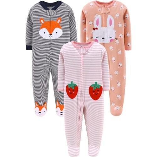 Four Seasons Newborn Baby Clothes Baby Girls Boys CN(Origin) Pajama Romper Infant Cartoon Zipper Long Sleeve One-piece 3-12m