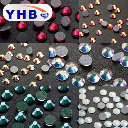 YHB Top Quality Better Clear Hotfix Rhinestones Super Bright Glass Strass Iron On Crystal Hot fix Rhinestone For Fabric Garment