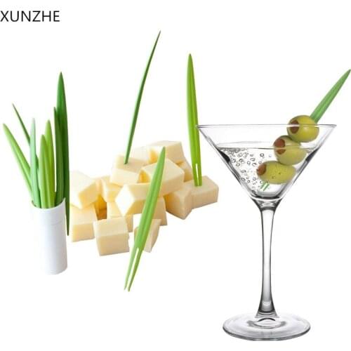 XUNZHE 10pcs Bamboo Leaf Shape Fruits Fork Vegetable Fork Fruit Snack Dessert Forks Holder For Party Table Decorations