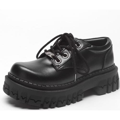 Dropshipping 2021 New Women Sneakers Shoes Creepers Gothic Platform Flats Shoes Loafers Tenis Feminino Genuine Leather