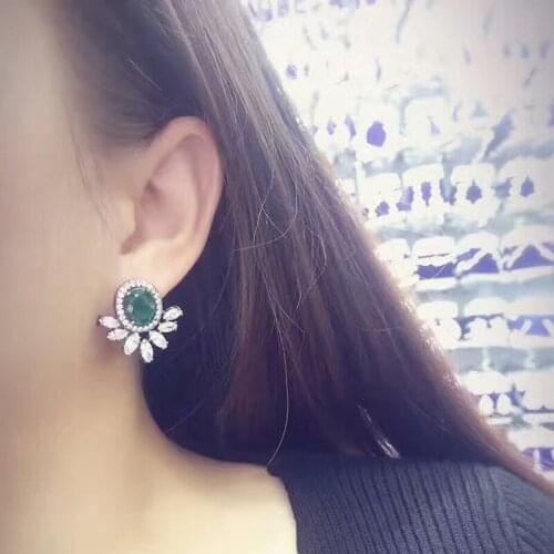 YAN MEI Hot Zircon Exaggerated Flower Waterdrop Stud Earrings For Women Girls Bride Wedding Jewelry Earring Jewelry GLE5462