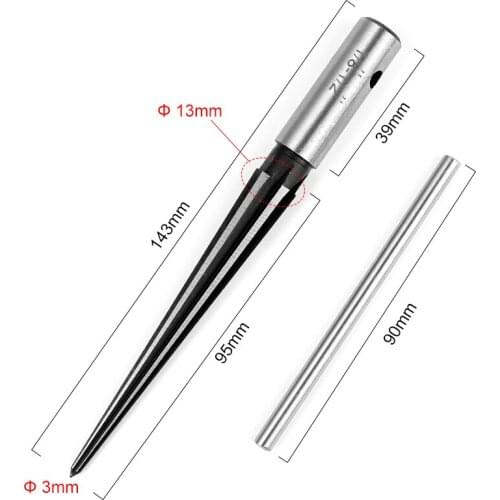 1/8-1/2'' Bridge Pin Hole Handheld Reamer T Shape Handle Tapered 6 Fluted Chamfer Reaming DIY Woodworker Cutting Tool 45 # Steel