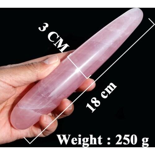 1 Pcs Polished 18 CM Natural Rose Quartz Crystal Massage Wand